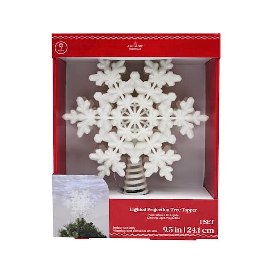 9.5" Glitter Snowflake Lighted Projection Tree Topper by Ashland®